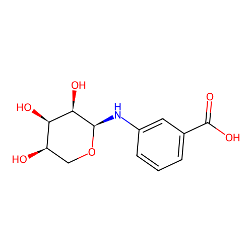 3-(((2S,3R,4R,5R)-3,4,5-trihydroxytetrahydro-2H-pyran-2-yl)amino)benzoic acid structure