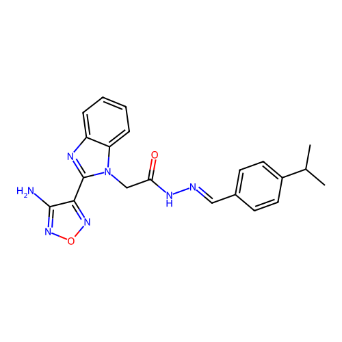 2-[2-(4-amino-1,2,5-oxadiazol-3-yl)-1H-benzimidazol-1-yl]-N'-(4-isopropylbenzylidene)acetohydrazide structure