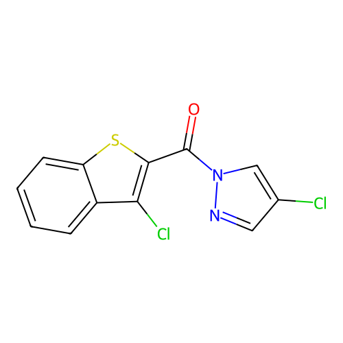 (3-chloro-1-benzothiophen-2-yl)(4-chloro-1H-pyrazol-1-yl)methanone structure