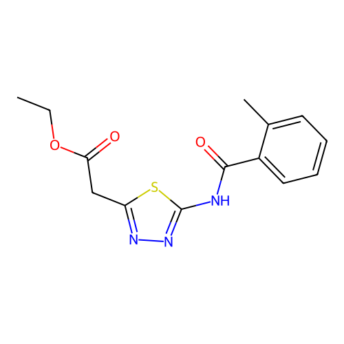 Ethyl 2-{5-[(2-methylphenyl)carbonylamino]-1,3,4-thiadiazol-2-yl}acetate structure