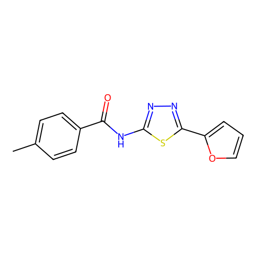 N-(5-(furan-2-yl)-1,3,4-thiadiazol-2-yl)-4-methylbenzamide structure
