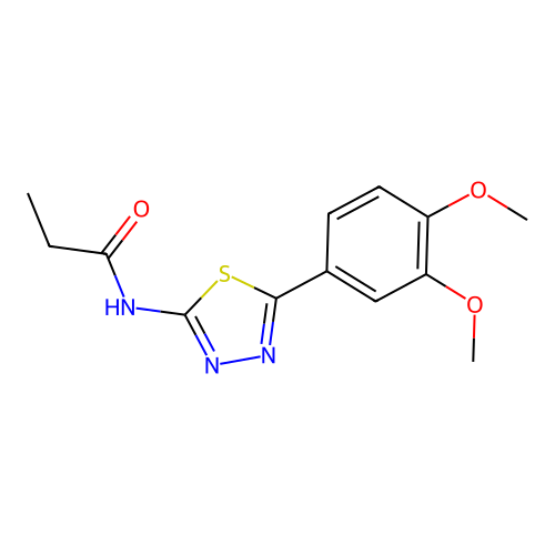 N-[5-(3,4-dimethoxyphenyl)-1,3,4-thiadiazol-2-yl]propanamide structure