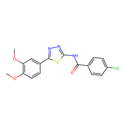 4-chloro-N-[5-(3,4-dimethoxyphenyl)-1,3,4-thiadiazol-2-yl]benzamide structure