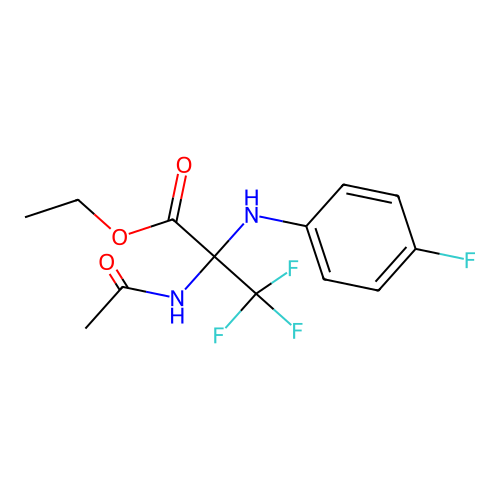 Ethyl 2-acetamido-3,3,3-trifluoro-2-(4-fluoroanilino)propionate structure