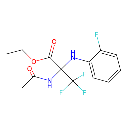 Ethyl 2-acetamido-3,3,3-trifluoro-2-(2-fluoroanilino)propionate structure