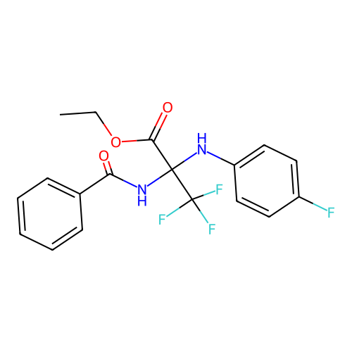 Ethyl 2-benzamido-3,3,3-trifluoro-2-(4-fluoroanilino)propionate structure
