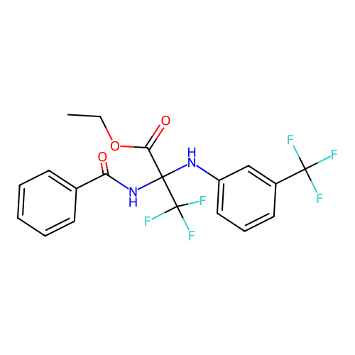 Ethyl 2-benzamido-3,3,3-trifluoro-2-[3-(trifluoromethyl)anilino]propionate structure