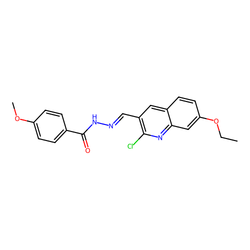 (E)-N'-((2-chloro-7-ethoxyquinolin-3-yl)methylene)-4-methoxybenzohydrazide structure