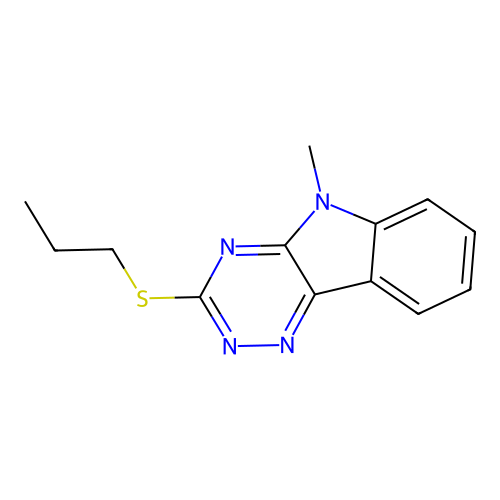 5-methyl-3-(propylsulfanyl)-5H-[1,2,4]triazino[5,6-b]indole structure
