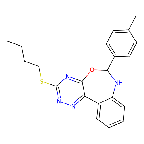 3-(butylsulfanyl)-6-(4-methylphenyl)-6,7-dihydro[1,2,4]triazino[5,6-d][3,1]benzoxazepine structure