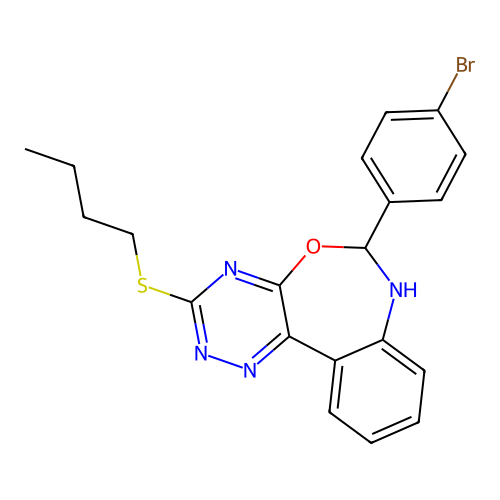 6-(4-bromophenyl)-3-(butylsulfanyl)-6,7-dihydro[1,2,4]triazino[5,6-d][3,1]benzoxazepine structure