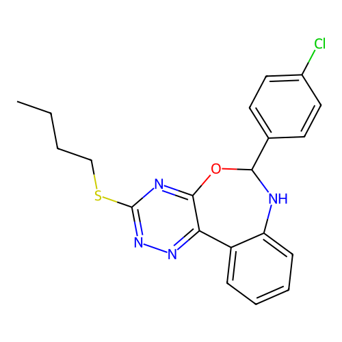 3-(butylsulfanyl)-6-(4-chlorophenyl)-6,7-dihydro[1,2,4]triazino[5,6-d][3,1]benzoxazepine structure