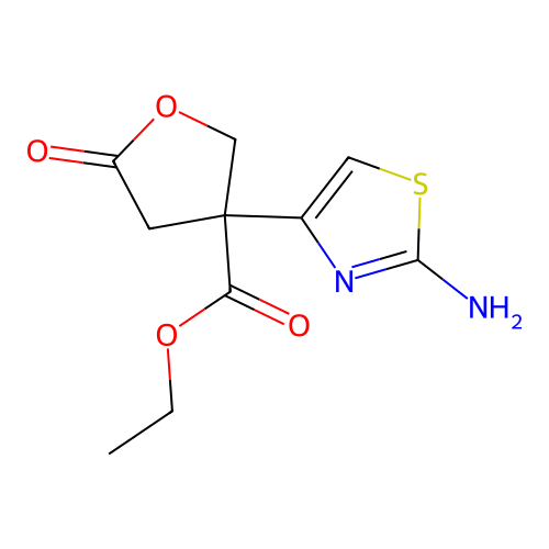 Ethyl 3-(2-amino-1,3-thiazol-4-yl)-5-oxooxolane-3-carboxylate structure
