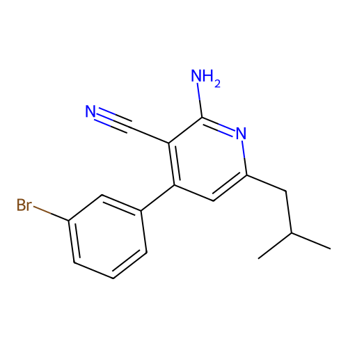 2-Amino-4-(3-bromophenyl)-6-(2-methylpropyl)pyridine-3-carbonitrile structure