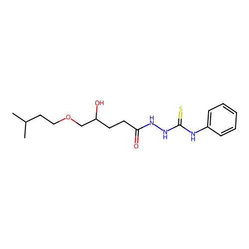 2-[4-hydroxy-5-(3-methylbutoxy)pentanoyl]-N-phenylhydrazinecarbothioamide structure