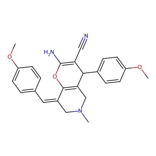 (8Z)-2-amino-4-(4-methoxyphenyl)-8-[(4-methoxyphenyl)methylidene]-6-methyl-5,7-dihydro-4H-pyrano[3,2-c]pyridine-3-carbonitrile structure