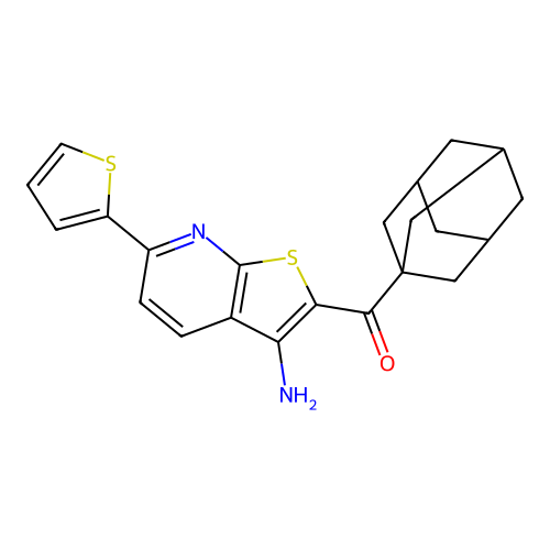Adamantanyl 3-amino-6-(2-thienyl)thiopheno[2,3-b]pyridin-2-yl ketone structure