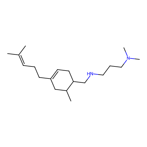 dimethyl[3-({[6-methyl-4-(4-methylpent-3-enyl)cyclohex-3-enyl]methyl}amino)pro pyl]amine structure