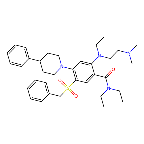 5-benzylsulfonyl-2-[2-(dimethylamino)ethyl-ethylamino]-N,N-diethyl-4-(4-phenylpiperidin-1-yl)benzamide structure