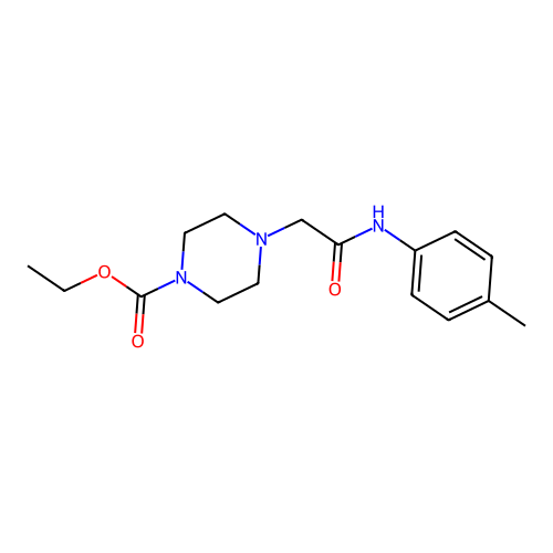 4-(p-Tolylcarbamoyl-methyl)-piperazine-1-carboxylic acid ethyl ester structure