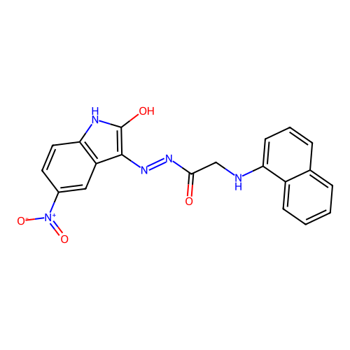 (Z)-2-(naphthalen-1-ylamino)-N'-(5-nitro-2-oxoindolin-3-ylidene)acetohydrazide structure