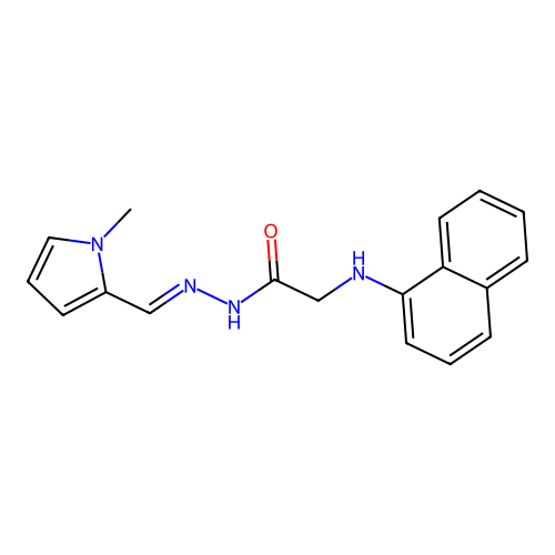 N-[(E)-(1-methylpyrrol-2-yl)methylideneamino]-2-(naphthalen-1-ylamino)acetamide structure