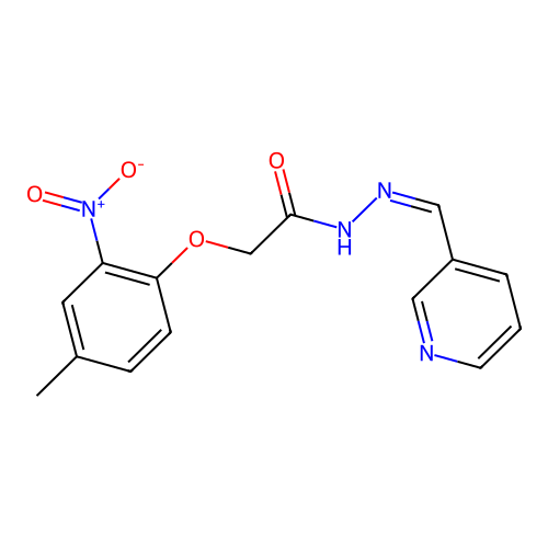 (Z)-2-(4-methyl-2-nitrophenoxy)-N'-(pyridin-3-ylmethylene)acetohydrazide structure