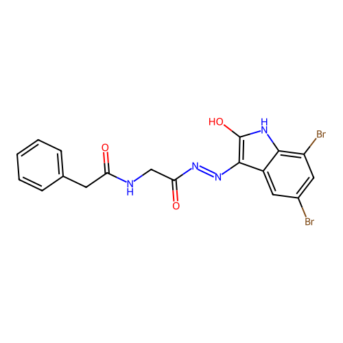 N-({N'-[(3E)-5,7-DIBROMO-2-OXO-2,3-DIHYDRO-1H-INDOL-3-YLIDENE]HYDRAZINECARBONYL}METHYL)-2-PHENYLACETAMIDE structure