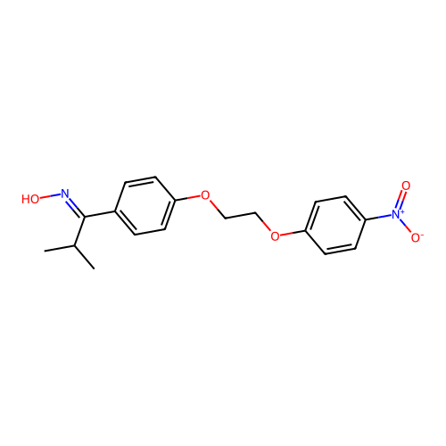 (NE)-N-[2-methyl-1-[4-[2-(4-nitrophenoxy)ethoxy]phenyl]propylidene]hydroxylamine structure