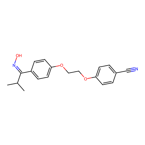(Z)-4-(2-(4-(1-(hydroxyimino)-2-methylpropyl)phenoxy)ethoxy)benzonitrile structure