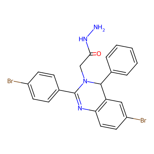 [6-Bromo-2-(4-bromo-phenyl)-4-phenyl-4H-quinazolin-3-yl]-acetic acid hydrazide structure