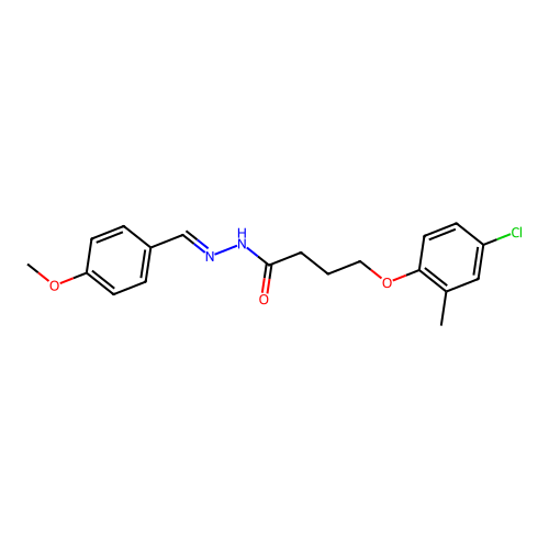 (E)-4-(4-chloro-2-methylphenoxy)-N'-(4-methoxybenzylidene)butanehydrazide structure