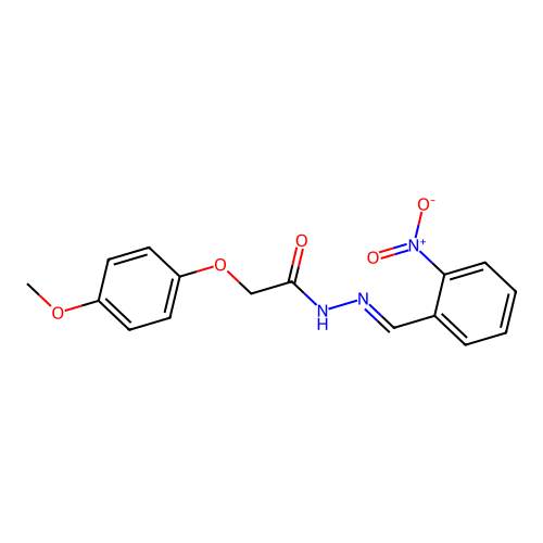 (E)-2-(4-methoxyphenoxy)-N'-(2-nitrobenzylidene)acetohydrazide structure