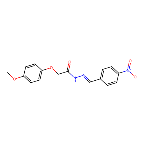 (E)-2-(4-methoxyphenoxy)-N'-(4-nitrobenzylidene)acetohydrazide structure