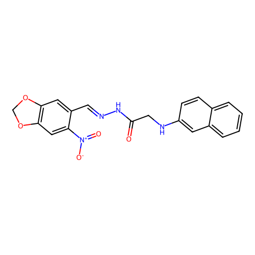 2-(2-naphthylamino)-N'-[(6-nitro-1,3-benzodioxol-5-yl)methylene]acetohydrazide structure