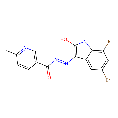 (E)-N'-(5,7-dibromo-2-oxoindolin-3-ylidene)-6-methylnicotinohydrazide structure
