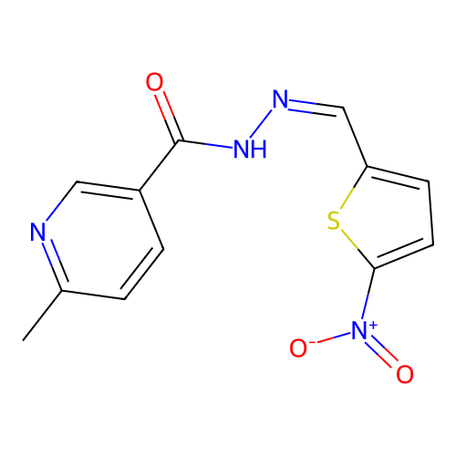 6-methyl-N'-[(Z)-(5-nitrothiophen-2-yl)methylidene]pyridine-3-carbohydrazide structure