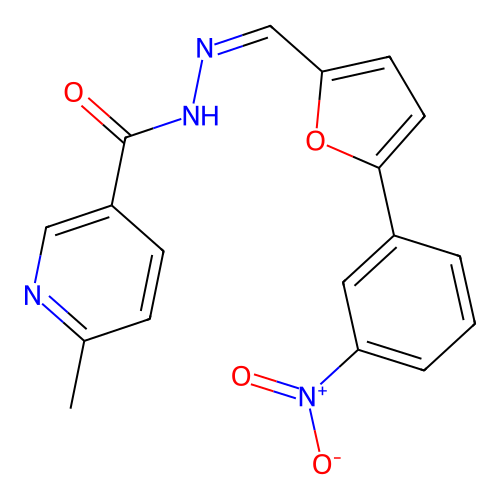 6-methyl-N'-{(Z)-[5-(3-nitrophenyl)furan-2-yl]methylidene}pyridine-3-carbohydrazide structure