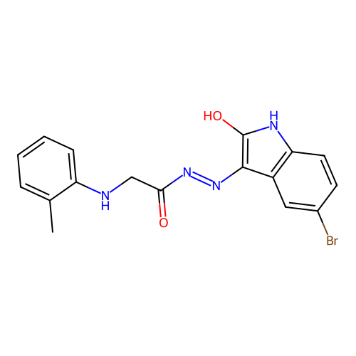 (E)-N'-(5-bromo-2-oxoindolin-3-ylidene)-2-(o-tolylamino)acetohydrazide structure