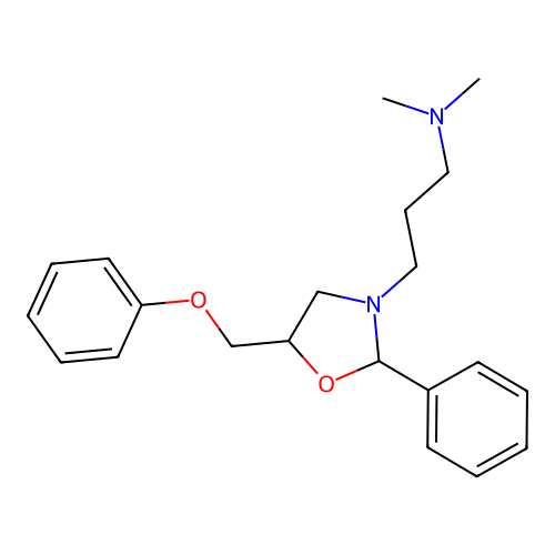 N,N-dimethyl-3-[5-(phenoxymethyl)-2-phenyl-1,3-oxazolidin-3-yl]propan-1-amine structure