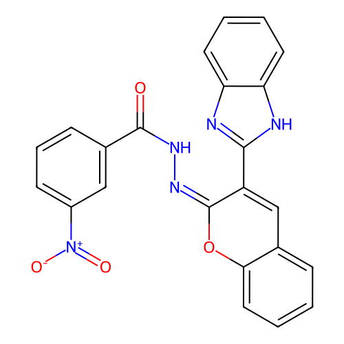 N'-[(2E)-3-(1H-1,3-benzodiazol-2-yl)-2H-chromen-2-ylidene]-3-nitrobenzohydrazide structure