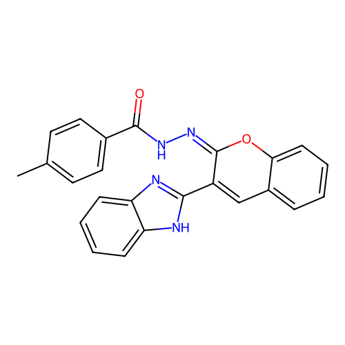 N-[(E)-[3-(1H-benzimidazol-2-yl)chromen-2-ylidene]amino]-4-methylbenzamide structure