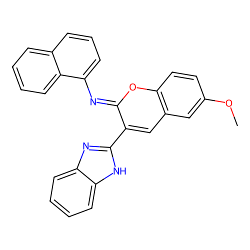3-(1H-benzimidazol-2-yl)-6-methoxy-N-naphthalen-1-ylchromen-2-imine structure