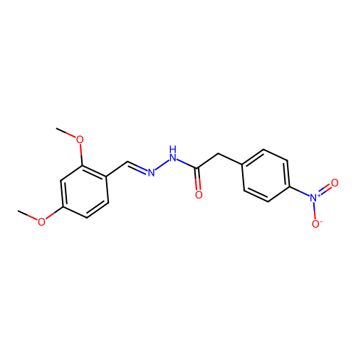 (E)-N'-(2,4-dimethoxybenzylidene)-2-(4-nitrophenyl)acetohydrazide structure