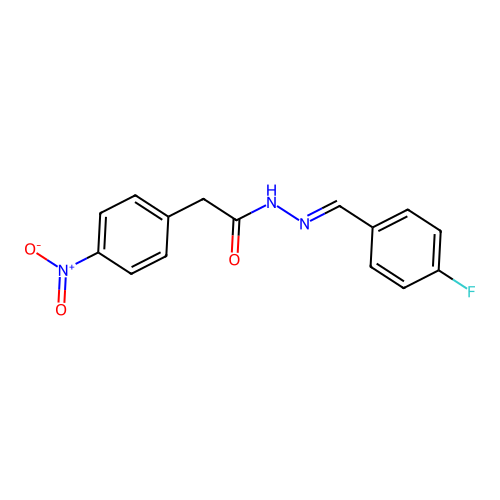 (E)-N'-(4-fluorobenzylidene)-2-(4-nitrophenyl)acetohydrazide structure