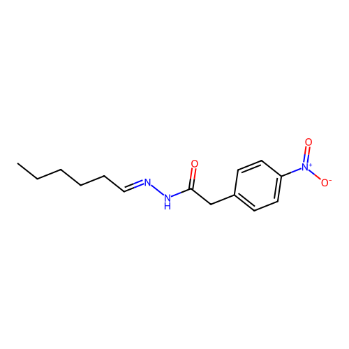 (E)-N'-hexylidene-2-(4-nitrophenyl)acetohydrazide structure