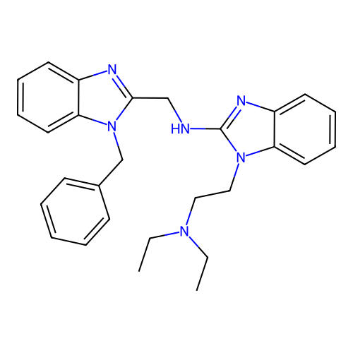 N-[(1-benzyl-1H-benzimidazol-2-yl)methyl]-1-[2-(diethylamino)ethyl]-1H-benzimidazol-2-amine structure