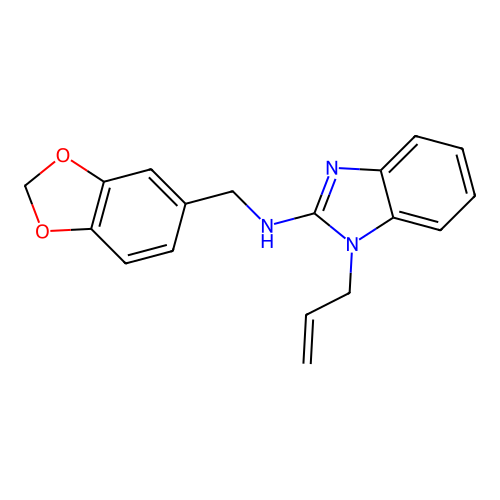 N-(1,3-benzodioxol-5-ylmethyl)-1-(prop-2-en-1-yl)-1H-benzimidazol-2-amine structure