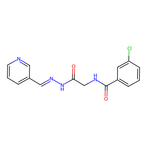 3-chloro-N-[2-oxo-2-[(2E)-2-(pyridin-3-ylmethylidene)hydrazinyl]ethyl]benzamide structure