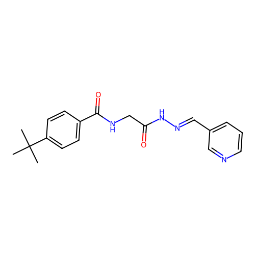 (E)-4-(tert-butyl)-N-(2-oxo-2-(2-(pyridin-3-ylmethylene)hydrazinyl)ethyl)benzamide structure